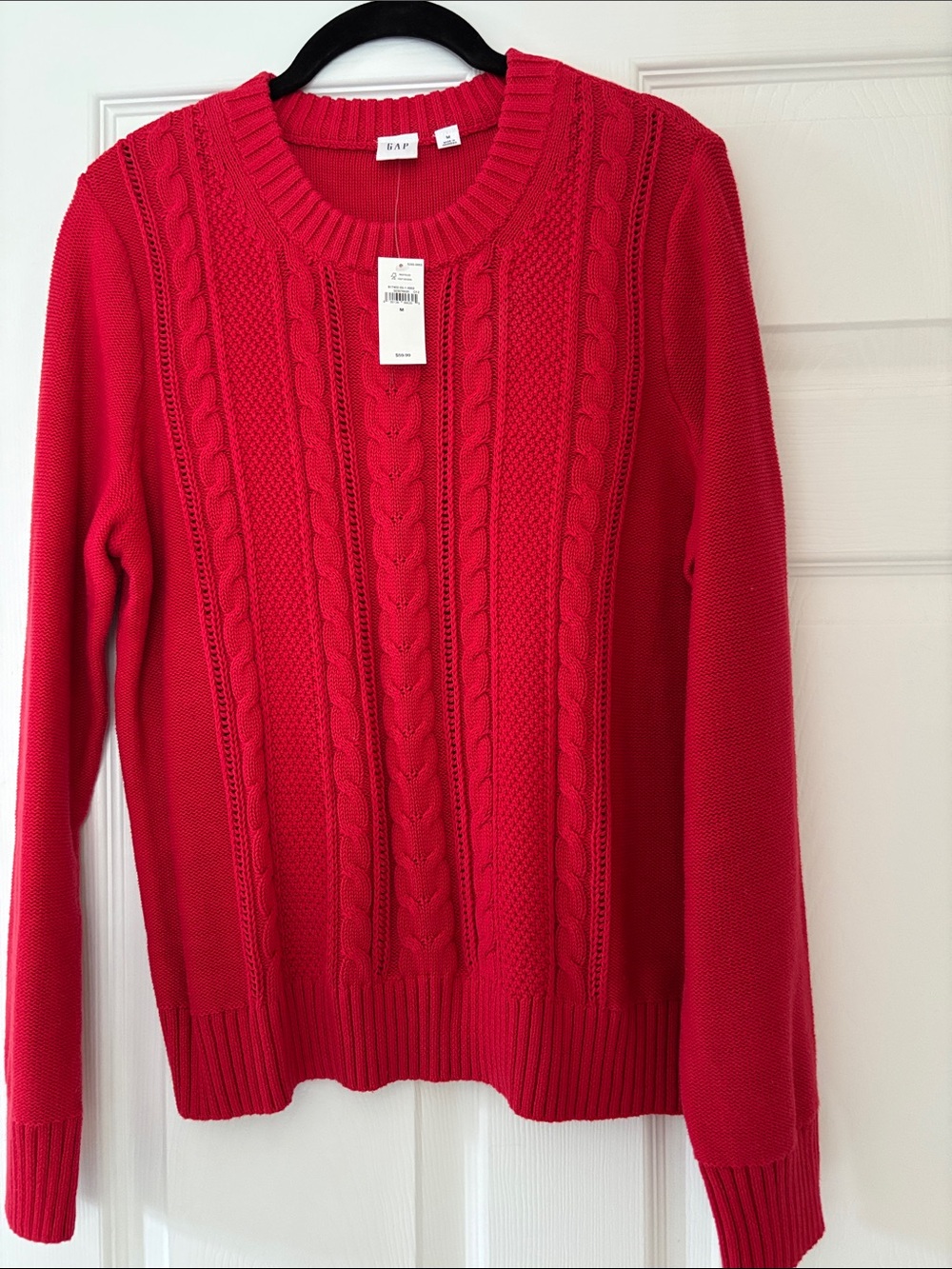 GAP Bright Red Cable Crew-Neck Sweater
